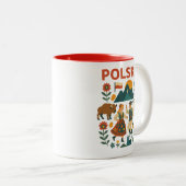 Poolse Folk Mountain Flat Art Tweekleurige Koffiemok (Voorkant rechts)