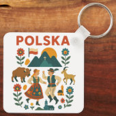 Poolse Folk Mountain Flat Kunst Sleutelhanger (Achterkant)
