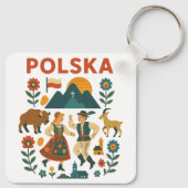 Poolse Folk Mountain Flat Kunst Sleutelhanger (Achterkant)