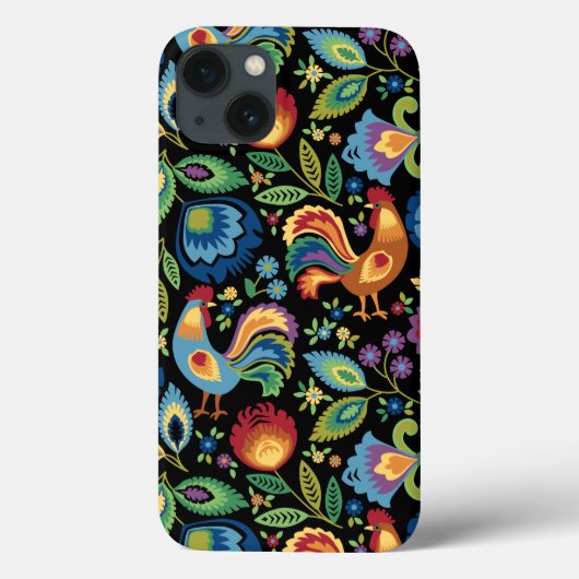 Poolse Folk Roosters iPhone Case (Achterkant)