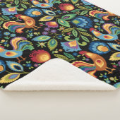Poolse Folk Roosters Sherpa Blanket Sherpa Deken (3/4)