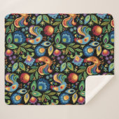 Poolse Folk Roosters Sherpa Blanket Sherpa Deken (Voorkant (horizontaal))