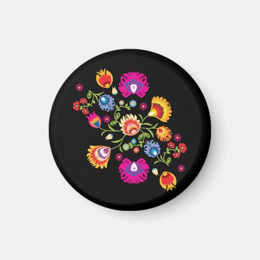 Poolse folklore met roze bloemen magneet (Voorkant)