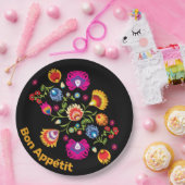 Poolse folklore met roze bloemen papieren bordje (Feest)