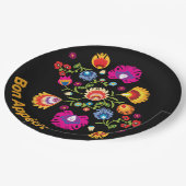 Poolse folklore met roze bloemen papieren bordje (Gekanteld)