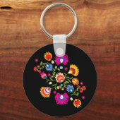 Poolse folklore met roze bloemen sleutelhanger (Voorkant)