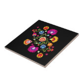 Poolse folklore met roze bloemen  tegeltje (Zijkant)