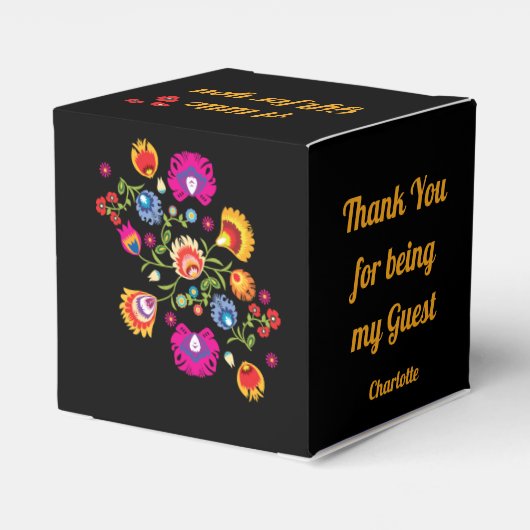  Poolse folklore met roze bloemetjes Fa Bedankdoosjes (Achterkant)