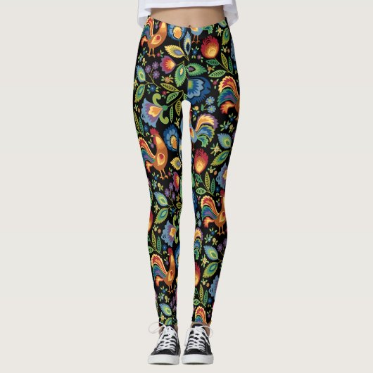 Poolse folkroosters leggings (Voorkant)