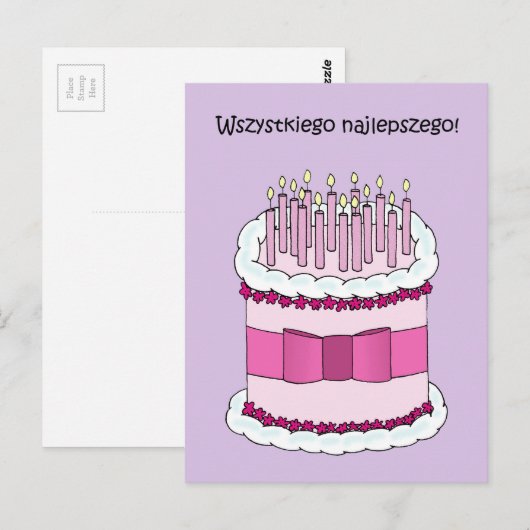 Poolse gelukkige verjaardag Wszystkiego Najlepszeg Briefkaart (Voorkant / Achterkant)