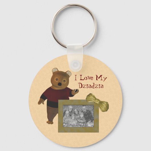 Poolse grootvader houdt van mijn Beer Dziadzia Sleutelhanger (Voorkant)