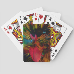 Poolse haan en hart bokeh pokerkaarten
