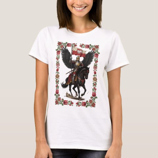 Poolse Husaren Folk Frame Kunst T-shirt (Voorkant)