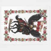 Poolse Huzaar Folk Frame Kunst Fleece Deken (Voorkant (Horizontaal))