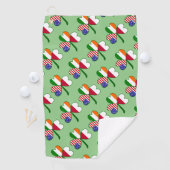 Poolse Iers-Amerikaanse Vlag Tiled Shamrock Golfhanddoek (Insitu)
