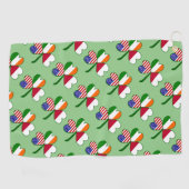 Poolse Iers-Amerikaanse Vlag Tiled Shamrock Golfhanddoek (Horizontaal)