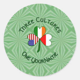 Poolse Ierse Amerikaanse Shamrock Vlag Gepersonali Ronde Sticker