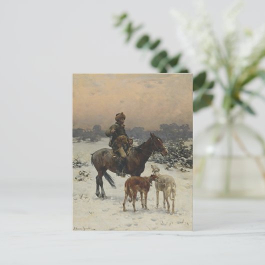 Poolse jager op Horseback Briefkaart (Staand voorkant)