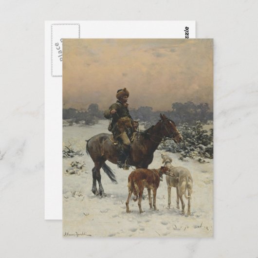 Poolse jager op Horseback Briefkaart (Voorkant / Achterkant)