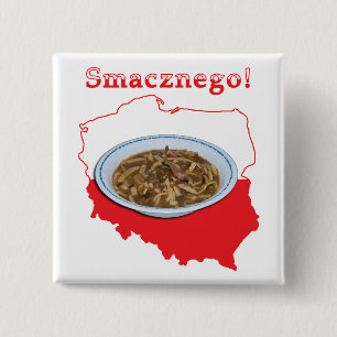 Poolse kaart Czarnina Smacznego Vierkante Button 5,1 Cm