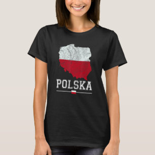 Poolse kaart en vlag Souvenir Distress Polska T-shirt