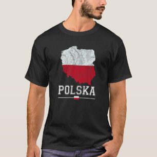 Poolse kaart en vlag Souvenir Distress Polska T-shirt