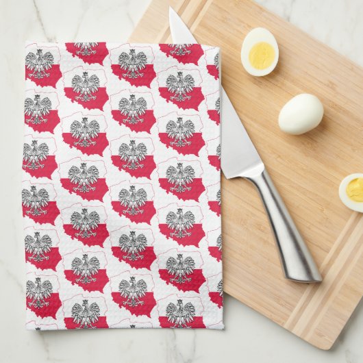 Poolse Kaart Flag Kitchen Towel Theedoek (Quarter Fold)