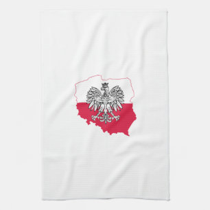 Poolse Kaart Flag Kitchen Towel Theedoek