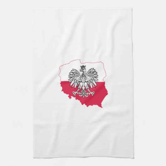 Poolse Kaart Flag Kitchen Towel Theedoek (Verticaal)
