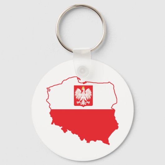 Poolse kaart in Poolse kleuren Sleutelhanger (Voorkant)