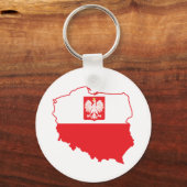 Poolse kaart in Poolse kleuren Sleutelhanger (Voorkant)