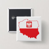 Poolse kaart in Poolse kleuren Vierkante Button 5,1 Cm (Voorkant /achterkant)