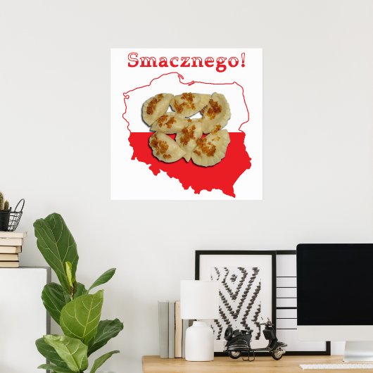 Poolse kaart Pierogi Smacznego Poster (Thuiskantoor)