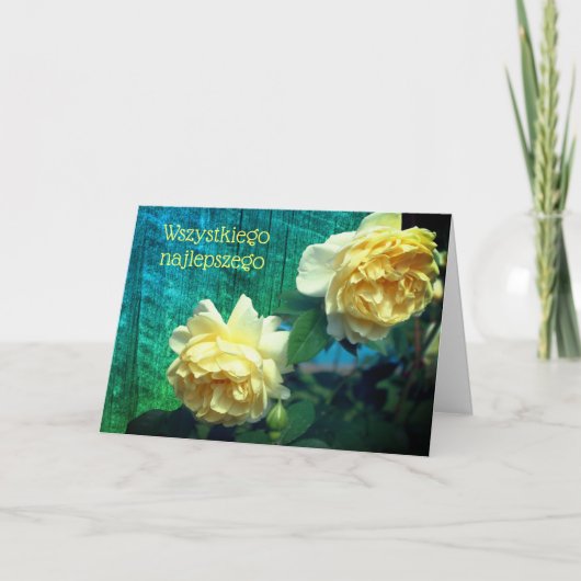 Poolse Kaart van de Birthday Sto Lat Yellow Roses (Voorkant)