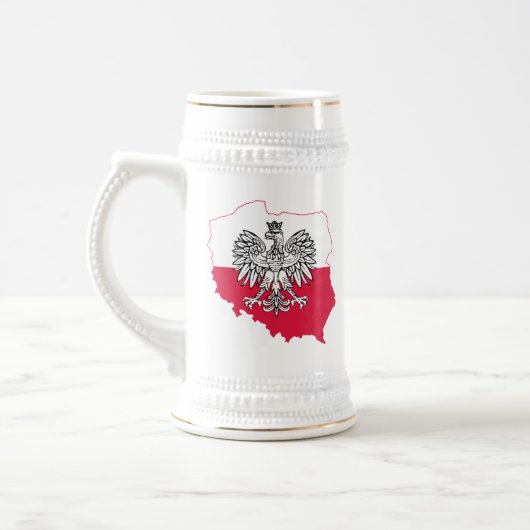 Poolse Kaart Vlag Beer Stein Bierpul (Links)