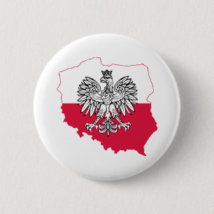 Poolse kaart vlag knop ronde button 5,7 cm