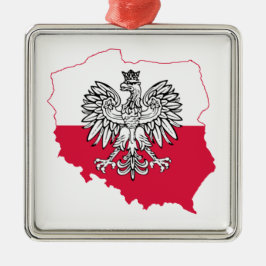 Poolse kaartvlag Premium voor sierdoeleinden Metalen Ornament