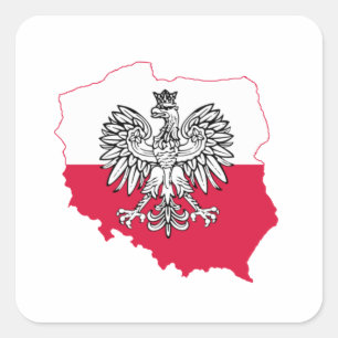 Poolse kaartvlag vierkante sticker