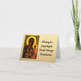 Poolse kerst met kerst Wesołych Świąt Our Lady Kaart