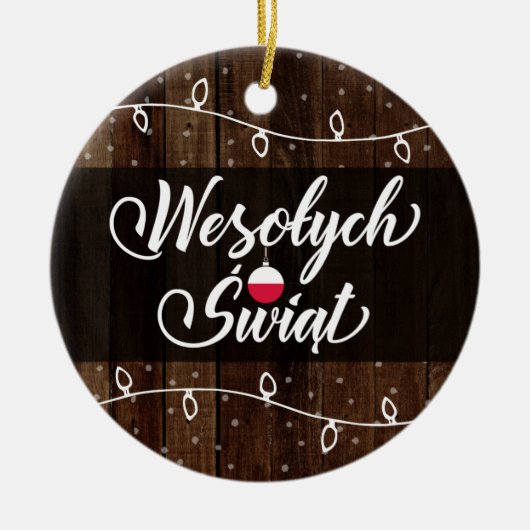 Poolse kerst, Wesołych Świąt Rustic Keramisch Ornament (Voorkant)