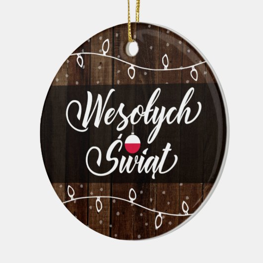 Poolse kerst, Wesołych Świąt Rustic Keramisch Ornament (Links)