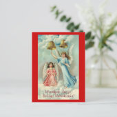 POOLSE KERSTKAART MET ENGELEN IN WOLKEN FEESTDAGENKAART (Staand voorkant)