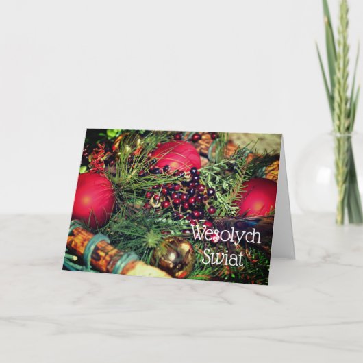 Poolse Kerstmis Groet Elegante Decoraties Feestdagen Kaart (Voorkant)