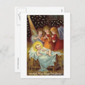 POOLSE KERSTMIS KAART MET ENGELEN EN BABY JEZUS (Voorkant / Achterkant)