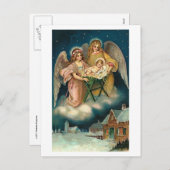 POOLSE KERSTMIS KAART MET ENGELEN EN BABY JEZUS (Voorkant / Achterkant)