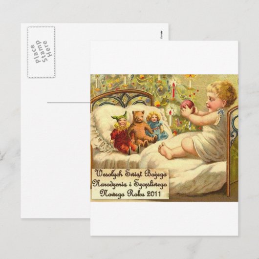 POOLSE KERSTMIS ONTWERPT 2 FEESTDAGENKAART (Voorkant / Achterkant)