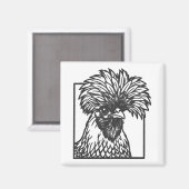 Poolse kip lijnkunst - Grappig boerderijdierontwer Magneet (Voorkant / Achterkant)