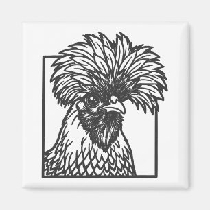 Poolse kip lijnkunst - Grappig boerderijdierontwer Magneet