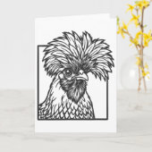 Poolse kip lijnkunst - Grappig ontwerp van boerder Kaart (Gele Bloem)