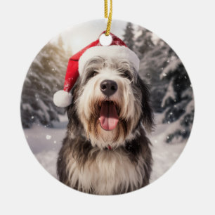 Poolse laagland herdershond kerstversiering keramisch ornament